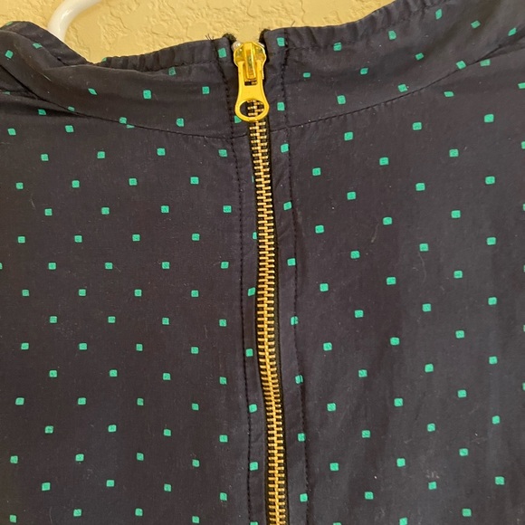 ESHAKTI SWING DRESS SIZE 6 NAVY WITH GREEN POLKA DOTS 100% COTTON - Picture 5 of 10